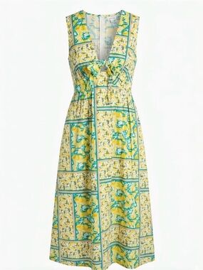Chloe + Rene Lemon Print Maxi Dress Large Sleeveless Cotton Fruit Dress Summer
